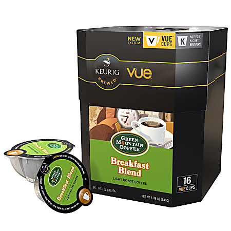 Green Mountain Coffee® Breakfast Blend Coffee Vue™ Packs, 0.4 Oz., Box Of 16