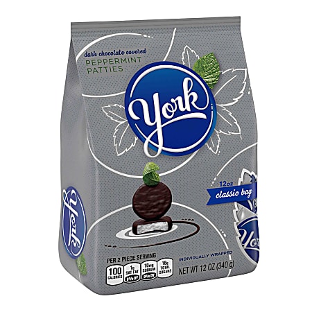 YORK Peppermint Pattie Miniatures, Stand-Up Bag, 12 Oz, Pack Of 3 Bags