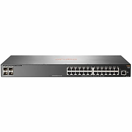 HPE 2930F 24G 4SFP Switch - 24 Ports - Manageable - Gigabit Ethernet - 1000Base-X, 10/100/1000Base-TX - 3 Layer Supported - Modular - 4 SFP Slots - Twisted Pair, Optical Fiber - 1U High - Rack-mountable, Desktop - Lifetime Limited Warranty