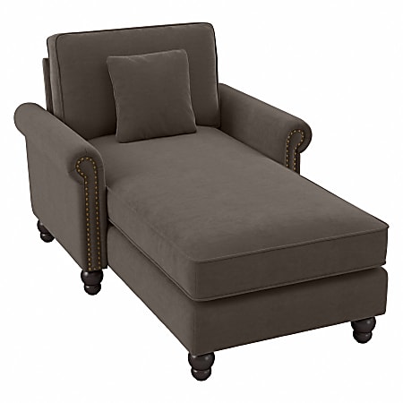 Bush® Furniture Coventry Chaise Lounge With Arms, Chocolate Brown, Standard Delivery