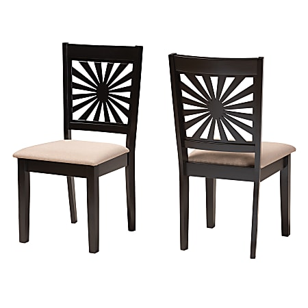 Baxton Studio Olympia Finished Wood Dining Accent Chairs, Beige/Espresso Brown, Set Of 2 Chairs