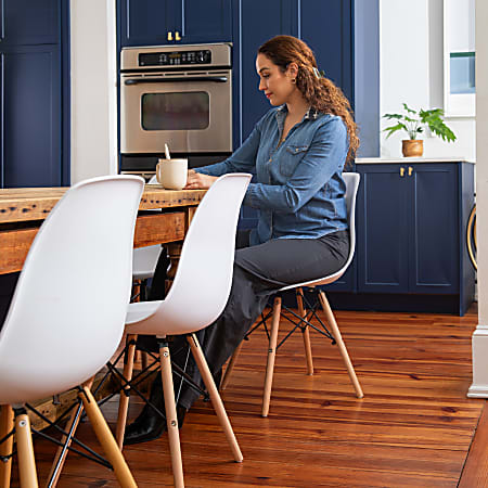 Flash furniture elon series white sales plastic chair with wooden legs