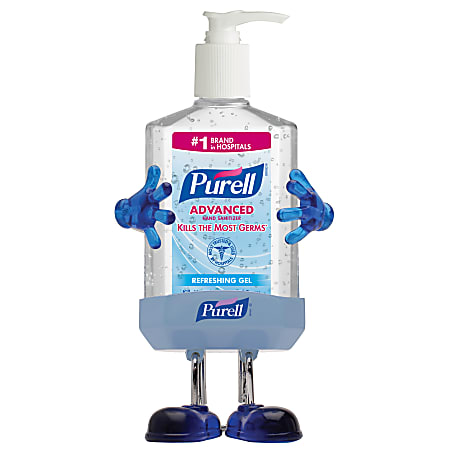 Purell® Pal Desktop Holder With 8 Oz. Purell® Instant Hand Sanitizer, 8 1/4"H x 4 3/8"W x 3 5/8"D, Blue