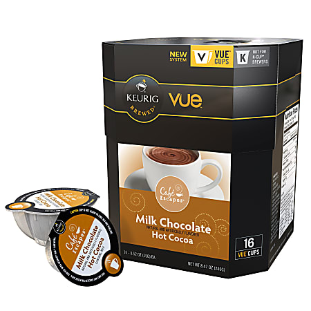 Cafe Escapes™ Milk Chocolate Hot Cocoa Vue™ Packs, 0.4 Oz., Box Of 16
