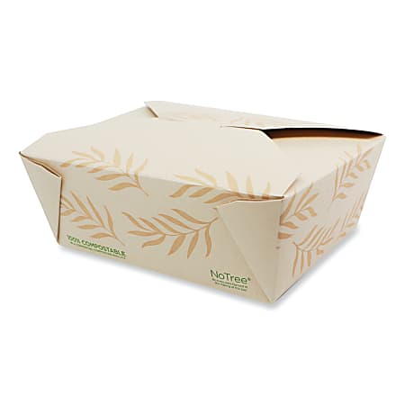 World Centric® NoTree™ Folded Takeout Containers, 46 Oz, Natural, Pack Of 300 Containers