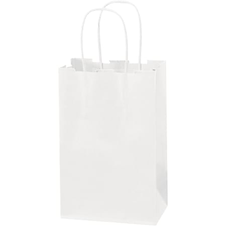 Partners Brand Paper Shopping Bags, 5 1/4"W x 3 1/4"D x 8 3/8"H, White, Case Of 250