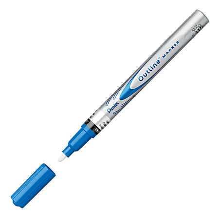 Pentel® Outline Marker™, Medium Point, Silver With Blue Outlines