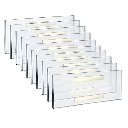 Azar Displays Adhesive Acrylic Horizontal U-Frame Sign Holders, 4-1/4”H x 11”W x 1/4”D, Clear, Pack Of 10 Sign Holders