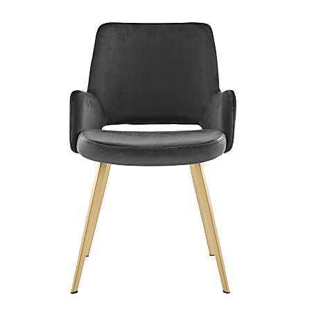 Eurostyle Desi Side Chair With Arms, Black/Matte Brushed Gold