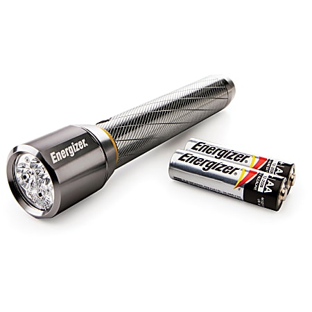 Energizer Vision HD Performance Metal Flashlight with Digital Focus - LED - 400 lm Lumen - 2 x AA - Battery - Metal - Water Resistant - Chrome