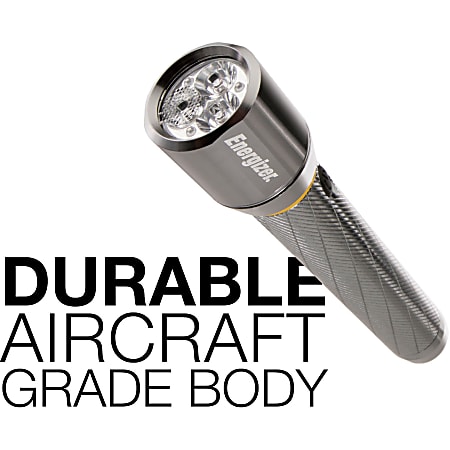 Energizer Vision HD Performance Metal Flashlight with Digital Focus - LED - 400 lm Lumen - 2 x AA - Battery - Metal - Water Resistant - Chrome