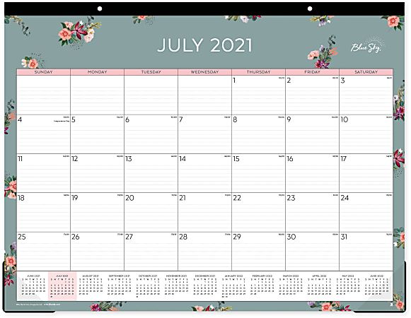 Blue Sky™ Monthly Desk Pad, 17" x 22", Greta, July 2021 To June 2022, 131539