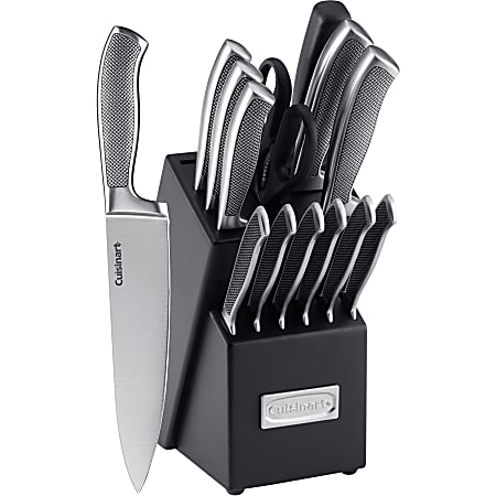 Cuisinart Graphix C77SS-15P 15-Piece Cutlery Set, Brushed Stainless Steel/Black