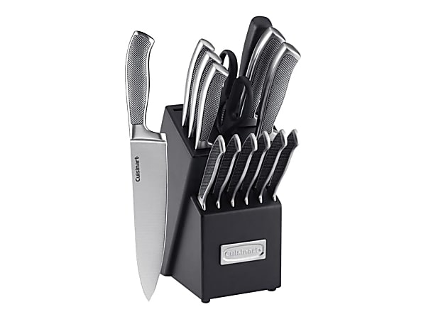 Cuisinart Graphix C77SS-15P 15-Piece Cutlery Set, Brushed Stainless Steel/Black