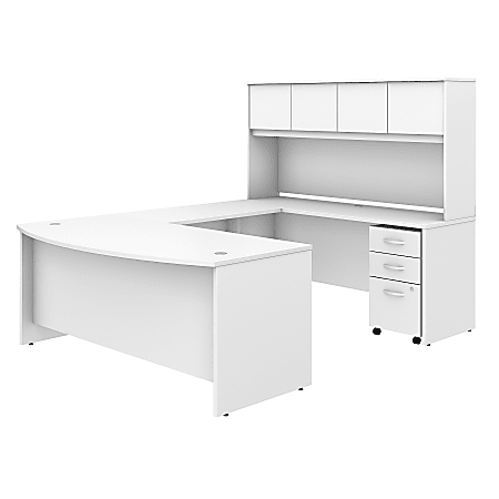 Bush Business Furniture Studio C U Shaped Desk with Hutch and Mobile File Cabinet, 72"W x 36"D, White, Standard Delivery