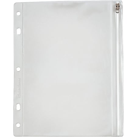 Oxford Zipper Binder Pockets, 8" x 10 1/2", Clear/White