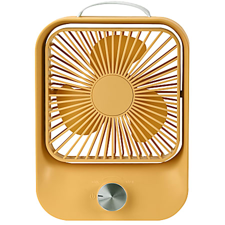 GNBI Rechargeable Fan, 8”H x 6”W x 2”D, Yellow