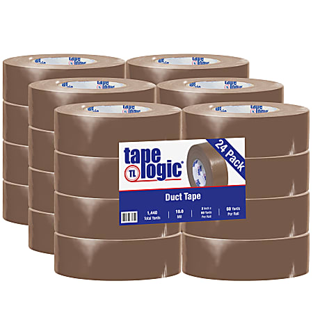 Tape Logic® Color Duct Tape, 3" Core, 2" x 180', Brown, Case Of 24