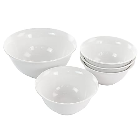Gibson All U Need 5-Piece Fine Ceramic Bowl Set, White