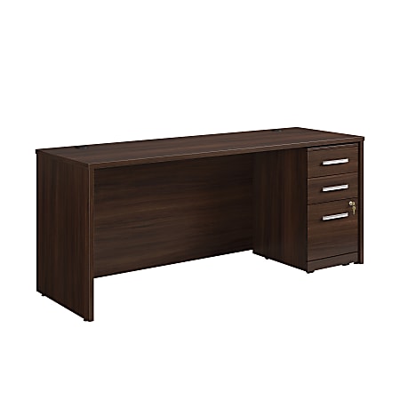 Sauder® Affirm Commercial 72"W Desk With 3-Drawer Pedestal File, Noble Elm
