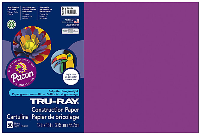 Tru-Ray® Construction Paper, 50% Recycled, 12" x 18", Magenta, Pack Of 50