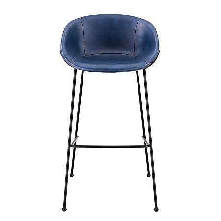 Eurostyle Zach-B Bar Stools, Matte Black/Dark Blue, Set Of 2 Stools