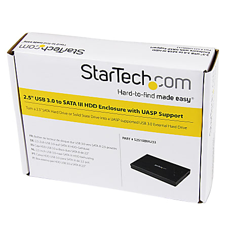 StarTech.com 2.5 Hard Drive Enclosure Supports UASP SATA 6Gbps USB 3.0  External Hard Drive Enclosure SSDHDD Enclosure - Office Depot
