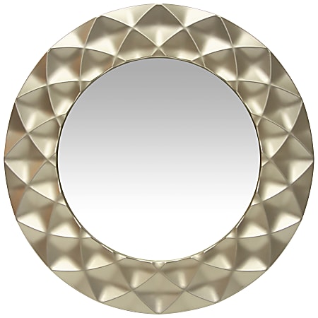 Infinity Instruments Glam Round Wall Mirror, 18”H x 18”W x 2-1/2”D, Gold