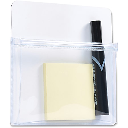 Tatco Magnetic Pouch - 1" Height x 9.5" Width x 12" Depth - Sturdy - White - Plastic - 1 Each