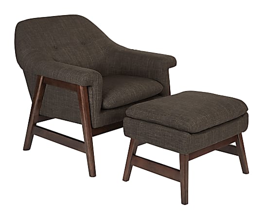 Ave Six Flynton Chair And Ottoman, Taupe/Medium Espresso