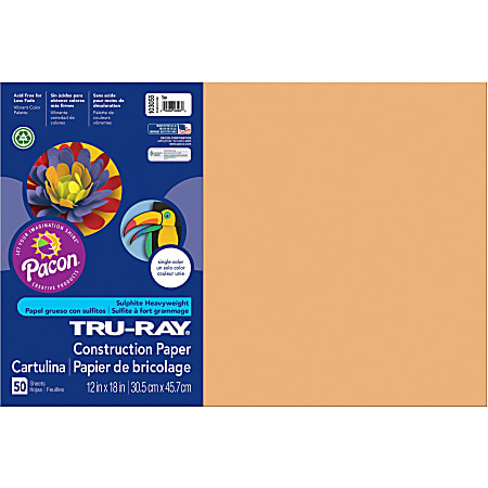 Tru Ray Construction Paper 50percent Recycled 12 x 18 Tan Pack Of 50 -  Office Depot