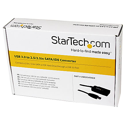 StarTech.com USB 2.0 to SATA/IDE Adapter for 2.5/3.5 SSD/HDD - USB2SATAIDE  - SATA Cables 