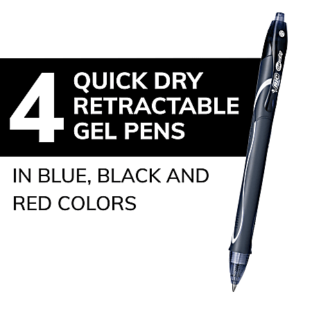 BIC Gelocity Quick Dry Retractable Gel Pens Medium Point 0.7 mm Assorted  Barrel Assorted Ink Pack Of 4 Pens - Office Depot