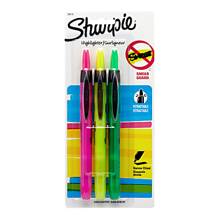 Sharpie® Accent® Retractable Highlighters, Chisel Point, Assorted Inks, Set Of 3