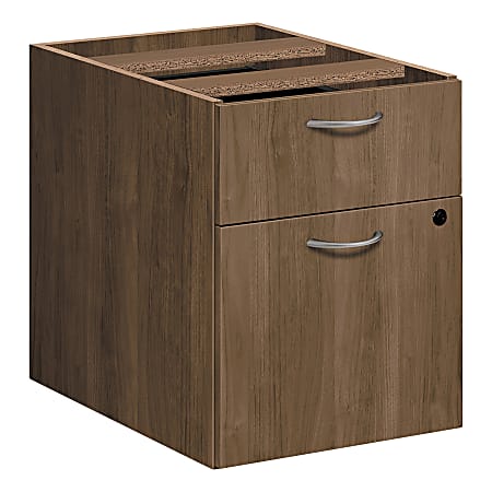 HON Foundation Pedestal File - 2-Drawer - 15.5" x 20.6" x 20.5" - 2 x File Drawer(s), Box Drawer(s) - Material: Metal Handle - Finish: Pinnacle, Thermofused Laminate (TFL), Silver Handle