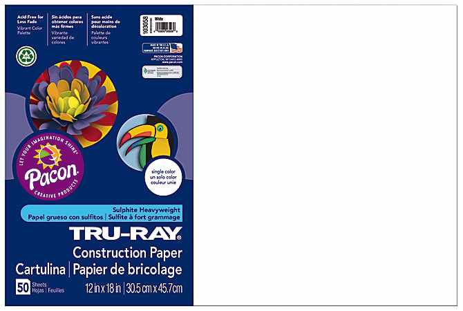  Tru-Ray Construction Paper - 12 x 18 - Pack of 50 Sheets - Black