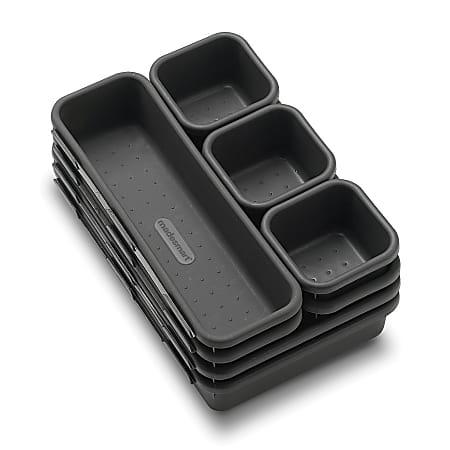 MadeSmart Office Collection Interlocking Storage Bins, Granite, Pack Of 8
