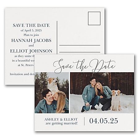 Custom Full Color Save The Date Postcards 5 12 x 4 14 Getting Married Box Of  25 Cards - Office Depot