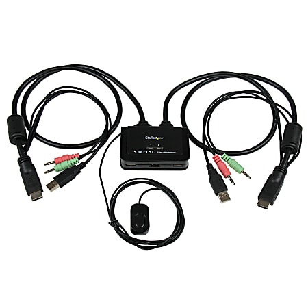 StarTech.com 2 Port USB HDMI Cable KVM Switch with Audio and Remote Switch - USB Powered