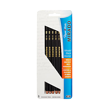 Paper Mate Mirado Black Warrior Wood Pencils 2 Lead Black Barrel Pack Of 8  Pencils - Office Depot