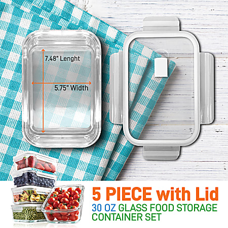 NutriChef Stackable Borosilicate Glass Food Storage Containers Set