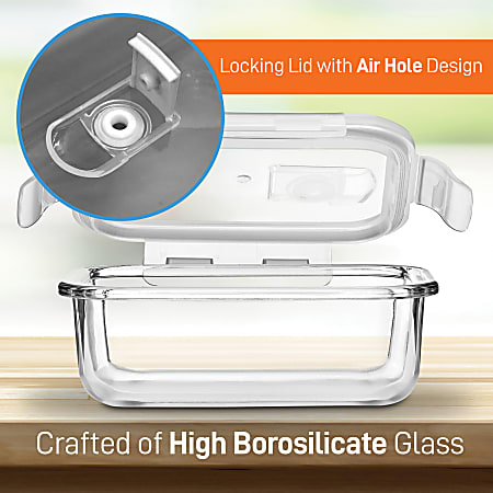 NutriChef Stackable Borosilicate Glass Food Storage Containers Set - Thumbnail 2