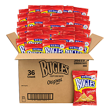 Bugles Original Crispy Corn Snack Single Serve Bags 1.5 Oz Pack Of 36 Bags  - Office Depot