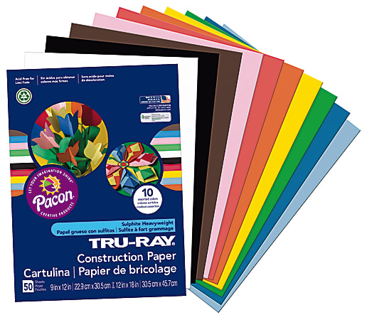 Tru Ray Construction Paper 50percent Recycled Assorted Colors 9 x