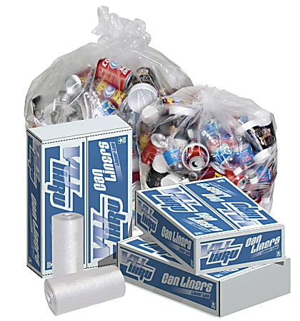 Pitt Plastics Linear Low-Density Can Liners, 0.95-mil, 23 Gallons, Clear, Case of 100