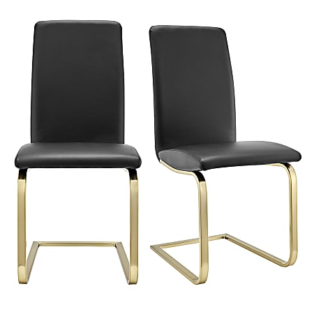 Eurostyle Cinzia Dining Chairs, Black/Matte Brushed Gold, Set Of 2 Chairs