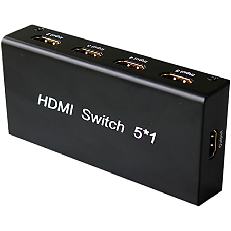 4XEM 5 Port HDMI Switch - 1920 x 1080 - Full HD - 5 x 1 - Blu-ray Disc Player, DVR, Set-top Box, Gaming Console, Computer, TV - 1 x HDMI Out