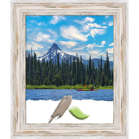Amanti Art Rectangular Wood Picture Frame, 23” x 27”, Matted For 18” x 22”, Alexandria White Wash