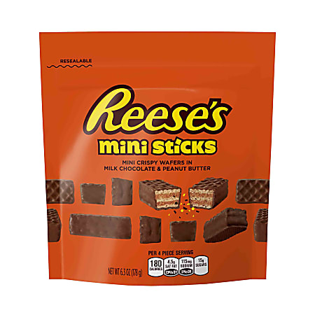 REESE'S Mini Sticks Candy, 6.3 Oz Stand-Up Bag, Pack Of 3 Bags