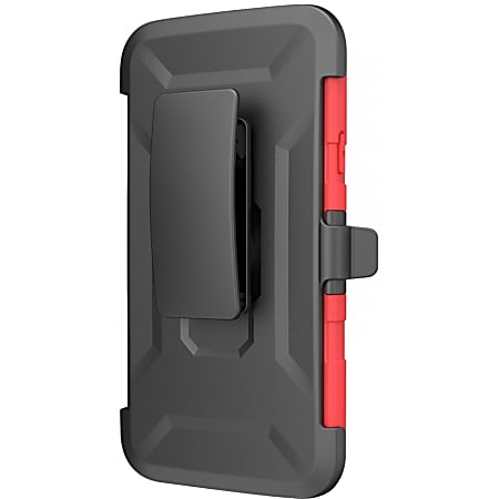 i-Blason Prime Carrying Case (Holster) Smartphone - Red - Shock Absorbing, Impact Resistant, Drop Resistant, Abrasion Resistant - Polycarbonate, Silicone - i-Blason Logo - Holster, Belt Clip